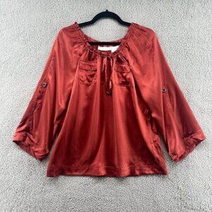 Soft Surroundings Blouse Size Small 100% Silk Rust Burnt Orange NWOT